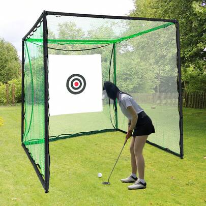 2.5M Golf Hitting Cage Heavy-Duty Golf Net Large Space & Easy Install, Indoor/Outdoor For Skill Improvement