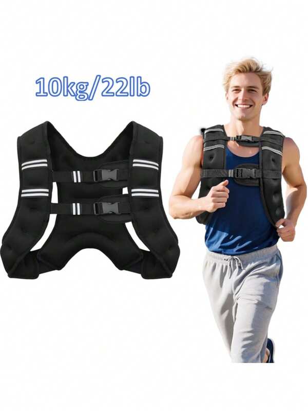 10kg/20Lb Weighted Vest For Woman Men With Reflective Stripe, Size Adjustable Strength Training Weighted Vest For Walk Running Jogging