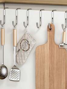 1个不锈钢挂钩，免打孔双S形挂钩，厨房和浴室橱柜门后衣物、帽子、毛巾收纳架，侧柜门挂钩，宿舍双S形挂钩，返校季，母亲节礼物，浴室和厨房置物架，结婚纪念日，减压 - 彩色 - 查看 7