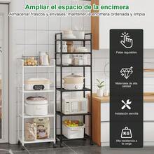 Estantería Flotante de 6 Niveles de Acero Inoxidable/Resina con Ruedas - Gris Oscuro/, Estante Multiusos de Almacenamiento, Altura Ajustable, Fácil Montaje, para Garaje, Despensa, Balcón - Unidad de Estantería Alta - Negro - Ver 5