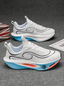 男士户外跑步鞋，经典时尚多色男士跑步鞋，纯色简约设计，舒适内衬，适合公路、户外、马拉松、训练、步行、徒步旅行等。 - 白藍 - 查看 7