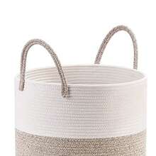 Woven Cotton Rope Laundry Hamper - 58L Collapsible Dirty Clothes Basket - Multicolor - View 4