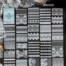 30 Sheets/Pack Retro Art Basics Versatile Lace Borders Scenery Scrapbook Supplies PET Waterproof Stickers Small Fresh Flowers Plants Little Bear Love Diary Bookkeeping Materials Decoration Collage Cute Stickers For School Stationery Supplies - Multicolor - View 3