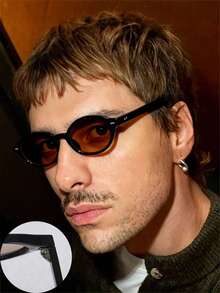 1 Pair Retro Oval Acrylic Fashion Glasses For Men, Suitable For Holidays, Daily Wear, And Gift - Multicolor - View 13