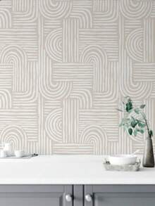 17.7 Inches * 6.5/9.8 Feet * 1pc Classic Stripe Rope Texture Peel And Stick Wallpaper, Waterproof Removable, Wall Stickers, Home Decor, Wall Art, Wall Decor, Room Decor - Beige - View 3