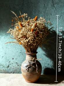 1 Bouquet Mixed With Baby's Breath, Gypsophila, Bunny Tails, And Gem Grass, Natural Floral Bouquet For Tabletop Vase, Wedding, Bridal Bouquet, Home/Office Decor, Party - Orange - View 10