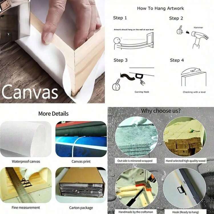 1 pieza de hermosa decoración de habitación, arte de pared en marco de madera, impresión en lienzo (plano) - Estilo de moda moderna, combinación de formas abstractas irregulares, elección. Adecuado para salas de estar, dormitorios, oficinas, bares, cafeterías, hoteles; Pascua, Día de la Madre, 10 de junio y cumpleaños. - Multicolor - Añade 9