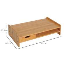 HOMCOM Monitor Stand, Desktop Organizer With Drawers In Natural, 49x25.5x11.5cm For Workspace Organization - 1 - 查看 8