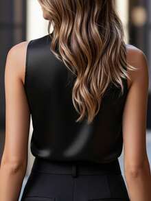 Ärmellose Bluse für Damen, modisch und elegant als Freizeitoberteil, einfarbiger Slim-Fit Rollkragenweste, geeignet für alle Jahreszeiten