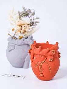 1 قالب سيليكون ثلاثي الأبعاد على شكل قلب لصنع مزهرية، قالب DIY إبداعي لمزهرية على شكل قلب، حامل أقلام، قالب من الجبس لترتيب الزهور والديكور المنزلي