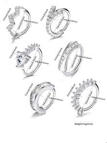 6pcs Women's Fashionable Single Row Wavy Artificial Zirconia Heart Shaped Nose Ring, Suitable For Beach, Party, Holiday Themed Outfits And Personal Style Occasions