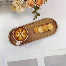 Wooden Cups And Plates, Multifunctional, Long Oval Shaped, Rectangular Tray. Wooden Tray, Beauty Display Tray, Perfume Tray, Bathroom Tray, Tableware Wooden Tray, Cake Tray. Kitchen Tray, Suitable For Dessert, Perfume Jewelry, Bath Supplies, Cosmetics, Bohemian Style, Rural Style Garden Tray, Paper Cup Tray, Suitable For Birthday, Easter, Father's Day, Mother's Day, Table Decoration