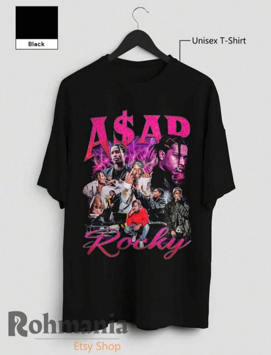Asap Rocky T Shirt - 黑色 - 查看 1