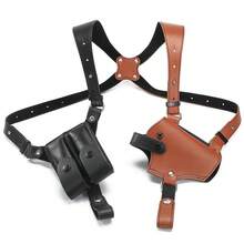 Toc reglabil din PU pentru axilă - culoare bicoloră, cu încărcător, compatibil cu revolver și alte tocuri universale, accesoriu de Halloween potrivit pentru petreceri cu tematică magică și jocuri de rol, temă de aventură, estetică cowboy, structură durabilă. - Schema de culori negru și maro - Vizualizare 10