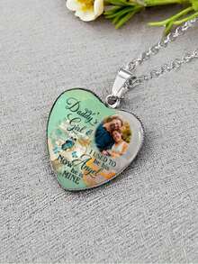suteyi Customized Children's Heart-Shaped Photo Necklace, Personalized Christmas Gift From Father To Daughter - Silver - View 5