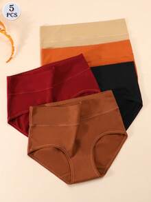 5件/套 女士中腰纯棉透气舒适比基尼内裤
