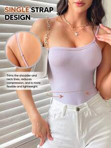 Women's Metallic Spaghetti Strap Bodysuit - Mauve Purple - View 3