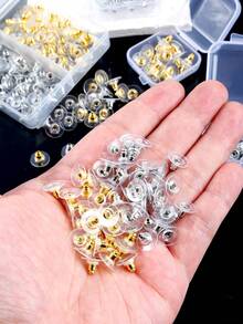 20/50/100pcs Bullet-Shaped Earring Backs, Bullet Clutch Earring Backs For Studs With Pad Rubber Earring Stoppers Pierced Safety Earring Pin Backs DIY Jewelry Making Supplies - Earring Backs - View 4
