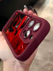 Funda elegante para teléfono con estampado de hojas y coche rojo, compatible con Samsung,  17,  16 Pro Max,  15 Pro Max,  13 y  12. Ofrece protección contra golpes y caídas. Un regalo ideal para familiares, amigos, seres queridos, parejas y Navidad. - Burdeos - Ver 5