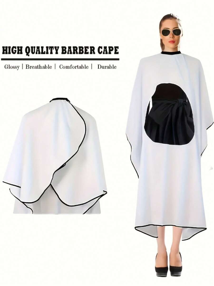 Professional Barber Cloak Strap Front Panel - Heavy-Duty Salon Cloak Strap With Black Trim And White Back Panel - Ideal Gift For Barbers And Clients - Easy-To-Clean Design - Hygienic Hairdressing Barrier - Christmas Gift - Transparent And Sturdy Barber Cloak, Suitable For Barbers And Stylists - Long-Lasting And Practical Use, Barber Clothing Oversized Hairdressing Cape, Barber Shop Cape, Barber Shop Accessories - Multicolor - View 1
