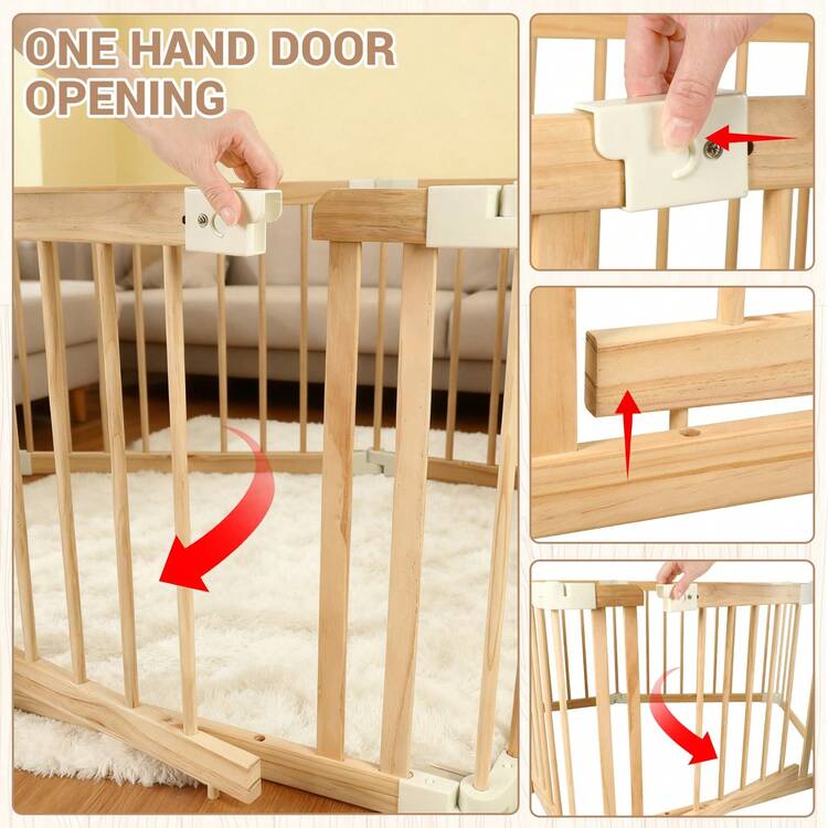 Baby Playpen Wooden Playpen For Babies And Toddlers Foldable Fence With Playhouse Tent Montessori Activity Panel Storage Basket Gate Portable Easy To Assemble Baby Play Pen Natural Wood Playyard - 彩色 - 查看 8