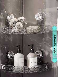 Bathroom Suction Cup Shelf, No Drilling Bathroom Hanging Basket, Toilet Wall-Mounted Vanity Storage Rack Bathroom - Multicolor - View 3