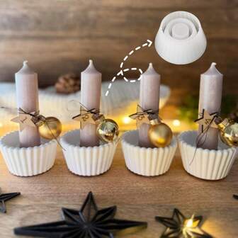 Molde de resina DIY para hacer portavelas decorativos redondos con rayas, molde de silicona para decoración del hogar, pedestal, velas de cera con efecto de goteo, piedra y incienso