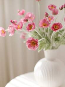 1件人造花家居装饰丝绸花毛绒杆人造花摆件花束派对装饰婚礼装饰餐厅餐桌人造花装饰人造花枝含铁丝可折叠 - 彩色 - 查看 10