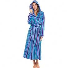 Bata de mujer, bata de baño larga de peluche con capucha, batas con capucha para mujeres talla grande, bata de baño 31371252 - Azul - Ver 1