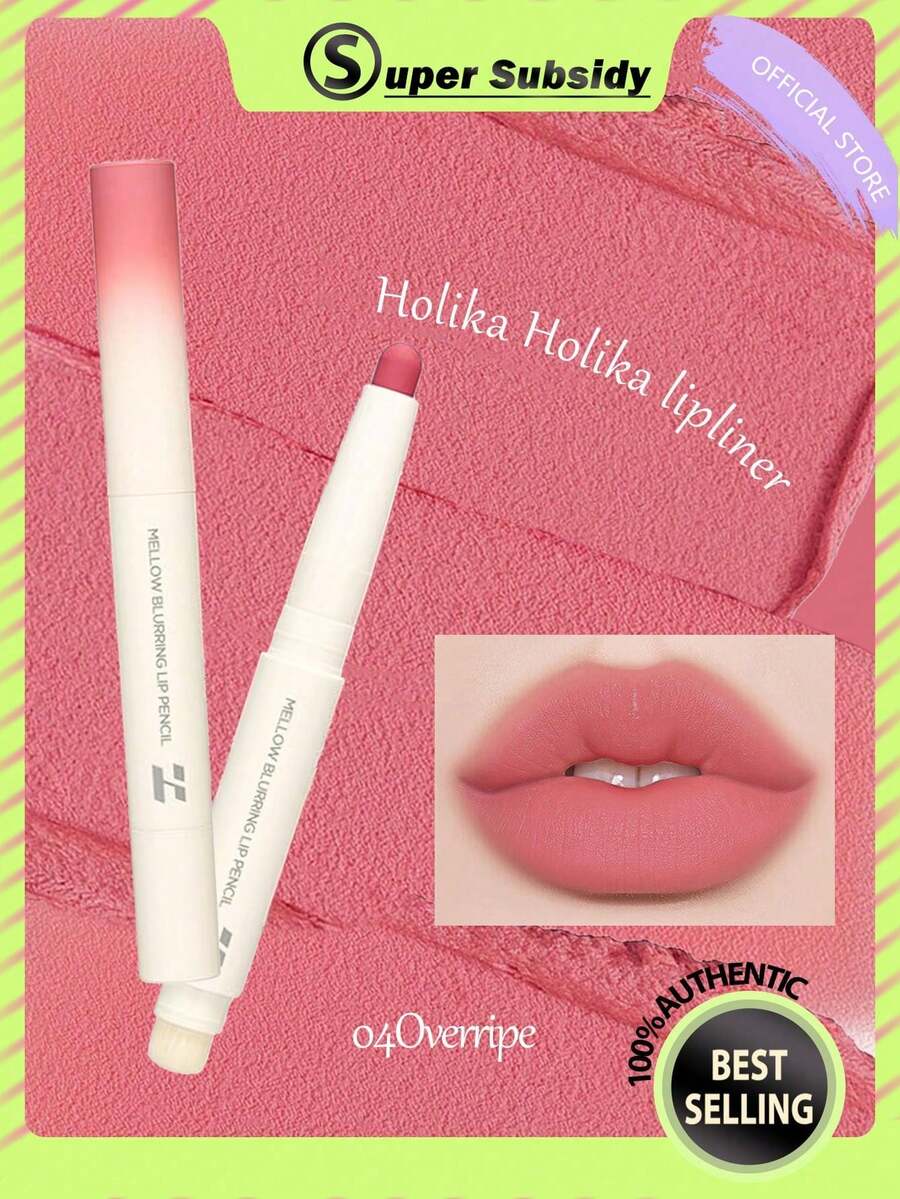 HOLIKA HOLIKA Mellow Soft Matte Lip Liner 04 Overripe, Multi-Purpose, Can Be Used As Lip Liner, Eyeshadow And Blush, Creamy Smooth Texture, Easy To Blend, Suitable For Daily Makeup, Tie Dye Lip Makeup, Plump Lip Color, Korean Makeup, 1.3g/0.04oz. - 04 OVERRIPE - 查看 1
