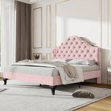 Bed Frames - Pink + Velvet + 140cm*200cm - View 3