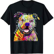 Funny Beware Of Pit Bulls_ Dean Russo Pitbull Original Gift Unisex T-Shirt - 黑色 - 查看 1