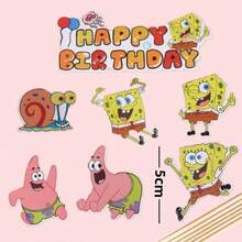 Spongebob Cake Topper, Patrick Star Cartoon Plush Doll, Cute Spongebob Birthday Party Cake Decorations