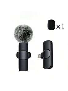 Black Clip-On Wireless Microphone, Wireless Lavalier Microphone Compatible With IPhone, Android, Professional Clip-On Microphone, Plug And Play Wireless Microphone, Mini Microphone, Suitable For Gaming Live Streaming, Video Recording, Interviews, Vlog - Black - View 6