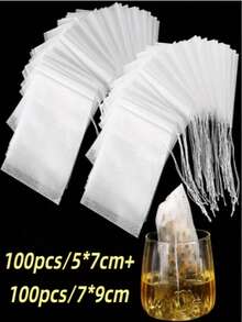 10/100/200/300/500个装无纺布茶包过滤袋 - 可重复使用，密封，不掉毛，适用于餐厅、咖啡馆和家庭使用 - 非常适合散装茶叶、香料和草药，无纺布抽绳茶包，一次性茶包，香草包，汤包，用于冲泡、烹饪，厨房工具，返校季。 - 彩色 - 查看 14