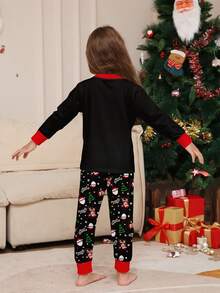 Bộ đồ ngủ chủ đề Giáng sinh 2 món cho trẻ em và cha mẹ, áo dài tay in hình ông già Noel và đèn, quần dài, bộ đồ ngủ - Nhiều màu - Xem 2