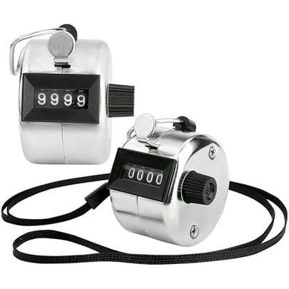 2 Pack Hand Tally Clicker Counter – 4 Digit Metal Mechanical Hand Counter With Lanyard For People Counting, Lap Tracking, Knitting, Pitch, Golf, Coaching, Umpire, Events