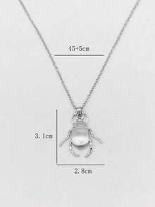 1pc Stainless Steel Insect Series Beetle Pendant Necklace, Innovative Natural Style Jewelry - Silver - View 4