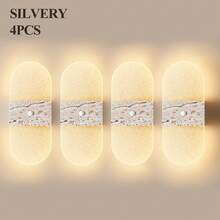 Luz de Parede Moderna com Sensor de Movimento de Cristal, Candeeiro de Parede LED Inteligente com Sensor Acrílico, Luz de Parede LED Sem Fios, Luz Noturna Alimentada por Bateria, Temperatura de Cor e Brilho Ajustáveis, Adequado para Corredor, Casa de Banho, Quarto, Decoração de Casa, Sala de Estar - Multicolorido - Ver 24