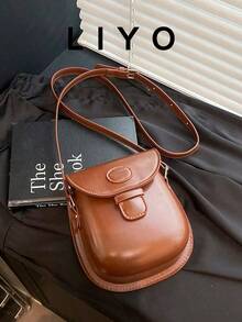 Mini sac bandoulière rétro, sac à bandoulière rond et chic pour femmes - Tabac - Voir 7