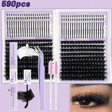 DIY Lash Extension Kit 1676Pcs D Curl Individual Spike Manga Lash Clusters Kit With Bottom Lashes, Lash Bond And Seal, Remover Tweezers Brush - màu đen - Xem 9