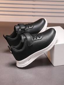 儿童轻便舒适防滑耐穿户外运动跑步鞋，皮革鞋面，适合秋冬季穿着 - 黑色 - 查看 3