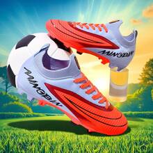 1双成人学生高帮户外足球鞋，专业运动鞋，适合团队比赛，大码防滑AG/FG鞋钉，适用于天然草和软地，皮革足球训练鞋，系带设计，轻便高性能防滑设计，顶级足球鞋 - 紫色 - 查看 5