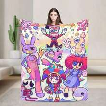 A-Amazing D-Digital Anime Circus Cozy Super Soft Flannel Blanket, Funny Game Theme Warm Throw Blanket For Living Room, Home Decor - 彩色 - 查看 1