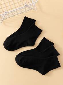 5 Pairs Classic Black Mid-Calf Socks, Versatile And Casual For Everyday Wear - Black - View 4