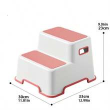 两级台阶凳，塑料防滑表面踏凳，便携式浴室梯，耐用多功能脚凳，儿童脚凳，婴儿马桶凳，洗手池踏凳，儿童脚踏，小凳子，站立凳，增高凳，可站立或坐下，防滑设计，带防滑垫，牢牢抓住地面不会滑动 - 彩色 - 查看 8