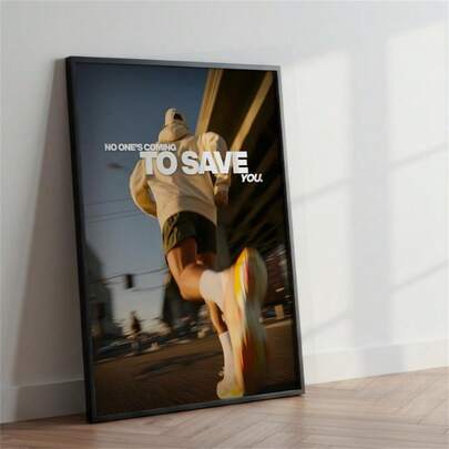 1 st Ingen kommer att rädda dig - Canvastavlor och väggmålningar, ramlösa dekorationer för hemmagym, inspirerande väggdekorationer, kontorskonst, framgångsrika citat