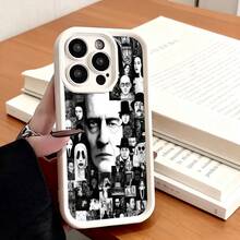 Funda de teléfono con diseño de collage en blanco y negro de personajes de películas de terror para iPhone 14 13 12 11 Pro Max  Galaxy S23 S22 S21 S20 S10 Plus, funda de protección para teléfono, regalo para pareja, regalo para novio o novia, regalo de vacaciones - Negro - Ver 3