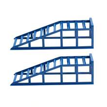 Blue Hydraulic Lift Platform 2000kg, Heavy Duty Lift Platform For Car Maintenance And Oil Change, Flat 23° Entry Angle, 27.5cm Adjustable Height, Professional Car Repair Ramp