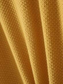 Plus Size Solid Color Front Buttoned Long Sleeve Pocket Top, Casual Daily Wear, For Winter - Yellow - View 7